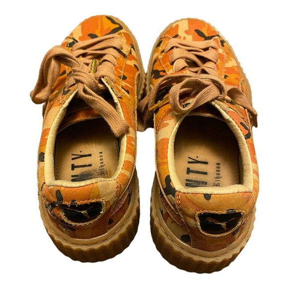 Puma Fenty Rhianna Orange Camo Platform Creeper Shoes Women’s Sz 7 36234101 - Picture 3 of 9